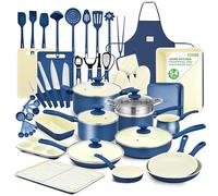 NutriChef Set de 54 Piezas en Mármol Anti-Adherente para Cocina y Repostería, Colección Profesional para el Hogar con Ollas, Sartenes de Diferentes Tamaños y Utensilios Resistentes al Calor