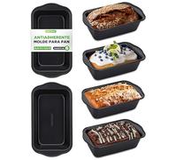 NutriChef Set de 6 moldes rectangulares - Moldes antiadherentes de acero al carbono para pan, calor uniforme, horno hasta 230 °C, libres de PFOA, PFOS y PTFE