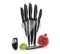NutriChef Set de Cuchillos de Cocina de 7 Piezas - Set de Cuchillos de Precisión de Acero Inoxidable con 5 Cuchillos y Afilador de Bonificación - Cortar, Troceado, Corte en Dados