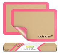 Nutrichef tapete de silicona para hornear, Antiadherentes, Resistentes al horno hasta 249°C, Aptas para congelador y lavavajillas, Set de 2