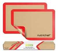 Nutrichef tapete de silicona para hornear, Antiadherentes, Resistentes al horno hasta 249°C, Aptas para congelador y lavavajillas, Set de 2