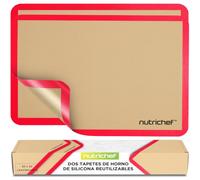NutriChef Tapetes de Silicona para Hornear, Juego de 2, Grande 62 x 42 cm | Antiadherente, Apta para Congelador y Lavajillas, Resistente al Horno Hasta 240°C