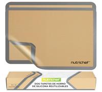 NutriChef Tapetes de Silicona para Hornear, Juego de 2, Grande 62 x 42 cm | Antiadherente, Apta para Congelador y Lavajillas, Resistente al Horno Hasta 240°C