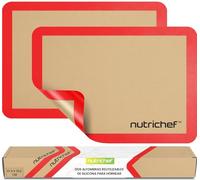NutriChef Tapetes de Silicona para Hornear, Juego de 2, Mediano 42 x 29 cm | Antiadherente, Apta para Congelador y Lavajillas, Resistente al Horno Hasta 240°C