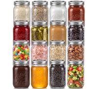 NutriChef Tarros de albañil con tapas - Tarros de especias magnéticos de 16 oz de bricolaje con tapas herméticas y banda - perfecto para preparación de comidas, gachas, mermelada, miel, velas