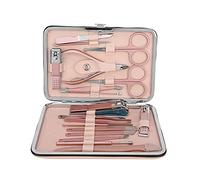 Nutriess 18pcs Nail Clippers Set, Manicure Pedicure Grooming Kit, Stainless Steel Nail Art Tools, Rose Gold Clippers with Travel Case, for Personal Care