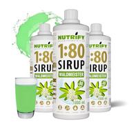 NUTRIFY Vital Fitness Drink 1:80 jarabe 3 x 1 L Beneficio Set - Waldmeister, concentrado de bebidas con vitaminas y L-carnitina sin azúcar - da 240 litros de bebida deportiva baja en calorías, paquete