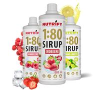NUTRIFY Vital Fitness Drink 1:80 - Juego de 3 jarabes de 1 l, concentrado de bebidas con vitaminas y L-carnitina sin azúcar, 240 litros, bebida deportiva baja en calorías, paquete de 3 unidades,