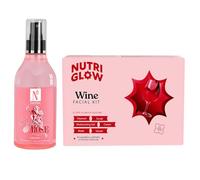 Nutriglow Red Wine Facial Kit (250Gm+10Ml) & English Rose Facial Toner (150Ml) for Skin Smoothening, Tighten Pores, Remove Blackheads, All Skin Type, Pack of 2