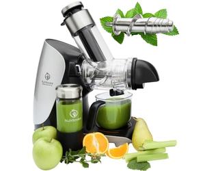 Nutrilovers Slow Juicer GREEN-PRESS MAX Licuadora extractor de jugos con tornillo de acero inoxidable, libre de BPA, ganador de pruebas, exprimidor eléctrico