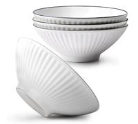 NUTRIUPS 19.5x7.3cm Set de 4 Tazones para Ramen - 1000ML Tazones para Pho, Fideos de Cerámica, Tazones para Sopa, Tazones para Ensalada - Aptos para Microondas y Lavavajillas