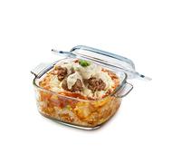 NUTRIUPS 1L Cacerola de Vidrio con Tapa Guiso cuadrado con tapa de vidrio para horno 14.5 x 6.8cm