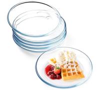 NUTRIUPS 20.3cm Set de 6 Platos de Vidrio Templado, Juego de 6 Platos de Cristal para Aperitivos, Vajilla de Cristal para Servir, Apto para Lavavajillas y Microondas