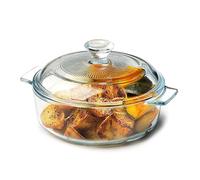 NUTRIUPS Cacerola redonda de vidrio con tapa, tamaño para sobras, (Fuego no abierto) cazuela redonda de vidrio con tapa para usar en tostador de horno/freidora de aire (XS-0.8L)