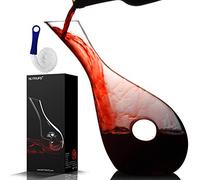 NUTRIUPS Decantador de Vino 0,9L - Jarra Sin Plomo Con Forma de Círculo Hueco (Diagonal) - Cristal Para Vino Tinto