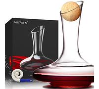 NUTRIUPS Decantador Para Vino, 1,8L Decantador Vino, Jarra de Vino Tinto, Jarra de Vino, Jarra Vino, Decantador Vino Cristal, Jarra de Vino Sin Plomo con Tapón y Cepillo de Limpieza