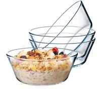 NUTRIUPS Juego de 4 cuencos pequeños de cristal, 800 ml, ensaladera, 15,2 cm, cristal templado