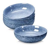 NUTRIUPS Juego de 4 ensaladeras de cerámica, diámetro de 21,5 cm, cuenco grande de cerámica de 1,2 l, para servir, porcelana premium (azul mármol)