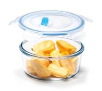 NUTRIUPS Le Petit 0,9 L Cajas de alimentos de vidrio, recipiente de vidrio con tapa, caja de conservación de alimentos, apto para microondas y horno