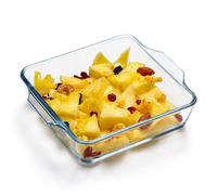 NUTRIUPS Plato cuadrado de vidrio para hornear de 15,5 cm, mini platos a prueba de horno, de vidrio de borosilicato, cacerola pequeña (0,8 L)