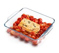 NUTRIUPS Plato cuadrado de vidrio para hornear de 19 cm, pequeño a prueba de horno, de vidrio de borosilicato, cacerola pequeña, 1,3 L