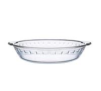 NUTRIUPS Plato Eedondo de Vidrio para Hornear con Asa, Plato para Servir Pasteles, Alta Resistencia al Calor, Moldes para Hornear de Vidrio para Pasteles, Tartas, Flan (22x18,52x4,5 cm)