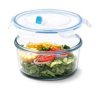 NUTRIUPS Recipientes herméticos de vidrio para almacenamiento de alimentos de 1,6 L con tapas, juego redondo de almacenamiento de alimentos, sin BPA, para preparación de comidas, viajes, congelador