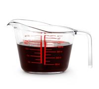 NUTRIUPS Vaso medidor de vidrio de 500 ml, boquilla elevada para verter fácilmente el vidrio medidor, transparente con medidas rojas