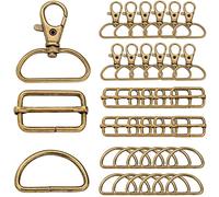 Nuts OT nuts Hebillas metalicas 140Pcs Mosquetones para bolsos 25 mm Anillas para bolsos Hebilla mochila Gancho para maletas DIY Para manualidades, tirantes, reparaciones de mochilas Bronce