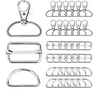 Nuts OT nuts Hebillas metalicas 140Pcs Mosquetones para bolsos 25 mm Anillas para bolsos Hebilla mochila Gancho para maletas DIY Para manualidades, tirantes, reparaciones de mochilas Plateado
