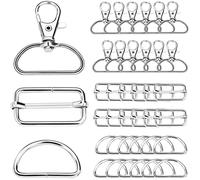 Nuts OT nuts Hebillas metalicas 140Pcs Mosquetones para bolsos 32 mm Anillas para bolsos Hebilla mochila Gancho para maletas DIY Para manualidades, tirantes, reparaciones de mochilas Plateado