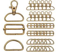 Nuts OT nuts Hebillas metalicas 140Pcs Mosquetones para bolsos 32 mm Anillas para bolsos Hebilla mochila Gancho para maletas DIY Para manualidades, tirantes, reparaciones de mochilas Bronce…