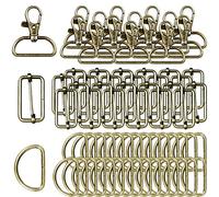 Nuts OT nuts Hebillas metalicas 70Pcs Mosquetones para bolsos 32 mm Anillas para bolsos Hebilla mochila Gancho para maletas DIY Para manualidades, tirantes, reparaciones de mochilas Bronce