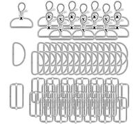 Nuts OT nuts Hebillas metalicas 70Pcs Mosquetones para bolsos 32 mm Anillas para bolsos Hebilla mochila Gancho para maletas DIY Para manualidades, tirantes, reparaciones de mochilas Plateado