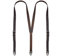 NUTUCH Tirantes de cuero de grano completo para hombre, tirantes de cuero con diseño en Y, regalos de boda para padrinos de boda, Marrón oscuro, Any