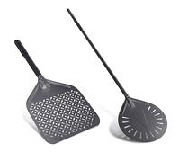 NUTUNI Juego de 2 palas para pizza de 30 cm y 23 cm, palas profesionales de aluminio para pizza casera - 12"x14" Rectangular, 9" Redonda reversible