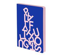 Nuuna Cuaderno A5+, Graphic L, Playful Thoughts, diario con puntos, patrón de puntos de 3,5 mm, 256 páginas numeradas, papel premium de 120 g, piel azul, producido de forma sostenible en Alemania