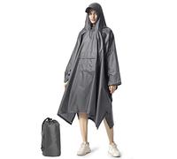 NUUR Poncho de lluvia para mujer, unisex, capa con capucha impermeable y reutilizable para festivales, senderismo, ciclismo, exterior, multiusos, gris, Talla única