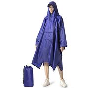 NUUR Poncho de lluvia para mujer, unisex, capa con capucha impermeable y reutilizable para festivales, senderismo, ciclismo, exterior, multiusos, azul, Talla única