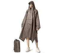 NUUR Poncho de lluvia para mujer, unisex, capa con capucha impermeable y reutilizable para festivales, senderismo, ciclismo, exterior, multiusos, marrón, Talla única