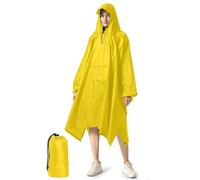 NUUR Poncho de lluvia para mujer, unisex, impermeable, para festival, impermeable, reutilizable, poncho de lluvia, senderismo, ciclismo, exterior, multiusos, con capucha, amarillo, Talla única