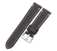NuUwai Correa De Reloj De Cuero Genuino De Piel De Vaca 18 20 22 24mm Hombres Mujeres Grueso Hecho A Mano Retro Correa De Reloj Hebillas De Metal (Color : Black silver clasp, Size : 18mm)