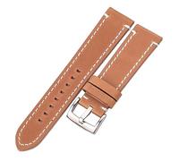 NuUwai Correa De Reloj De Cuero Genuino De Piel De Vaca 18 20 22 24mm Hombres Mujeres Grueso Hecho A Mano Retro Correa De Reloj Hebillas De Metal (Color : Brown silver clasp, Size : 20mm)