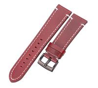 NuUwai Correa De Reloj De Cuero Genuino De Piel De Vaca 18 20 22 24mm Hombres Mujeres Grueso Hecho A Mano Retro Correa De Reloj Hebillas De Metal (Color : Red Brown Black, Size : 22mm)