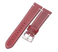 NuUwai Correa De Reloj De Cuero Genuino De Piel De Vaca 18 20 22 24mm Hombres Mujeres Grueso Hecho A Mano Retro Correa De Reloj Hebillas De Metal (Color : Red Brown Silver, Size : 24mm)