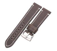 NuUwai Correa De Reloj De Cuero Genuino De Piel De Vaca 18 20 22 24mm Hombres Mujeres Grueso Hecho A Mano Retro Correa De Reloj Hebillas De Metal (Color : Green Silver Buckle, Size : 20mm)