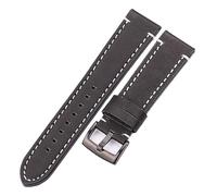 NuUwai Correa De Reloj De Cuero Genuino De Piel De Vaca 18 20 22 24mm Hombres Mujeres Grueso Hecho A Mano Retro Correa De Reloj Hebillas De Metal (Color : Black black clasp, Size : 18mm)