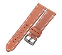 NuUwai Correa De Reloj De Cuero Genuino De Piel De Vaca 18 20 22 24mm Hombres Mujeres Grueso Hecho A Mano Retro Correa De Reloj Hebillas De Metal (Color : Yellow Brown Black, Size : 20mm)