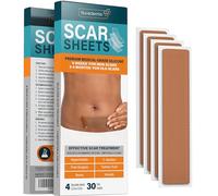 NUVADERMIS Hojas de silicona para cicatrices, hojas extralargas de grado médico para cesárea, abdominoplastia, queloides y cicatrices quirúrgicas, reutilizables y eficaces, paquete de 4, tono medio