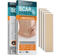 NUVADERMIS Silicone Scar Sheets - Extra Long Scar Sheets for C-Section, Tummy Tuck, Keloid, and Surgical Scars - Reusable Medical Grade Silicone Scar Sheets - Post Surgery Supplies - Pack of 4
